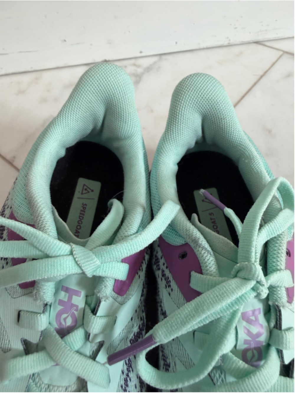 Hoka SpeedGoat 5 women’s 6B Trail Running Sneakers mint & purple active comfort - Picture 9 of 10
